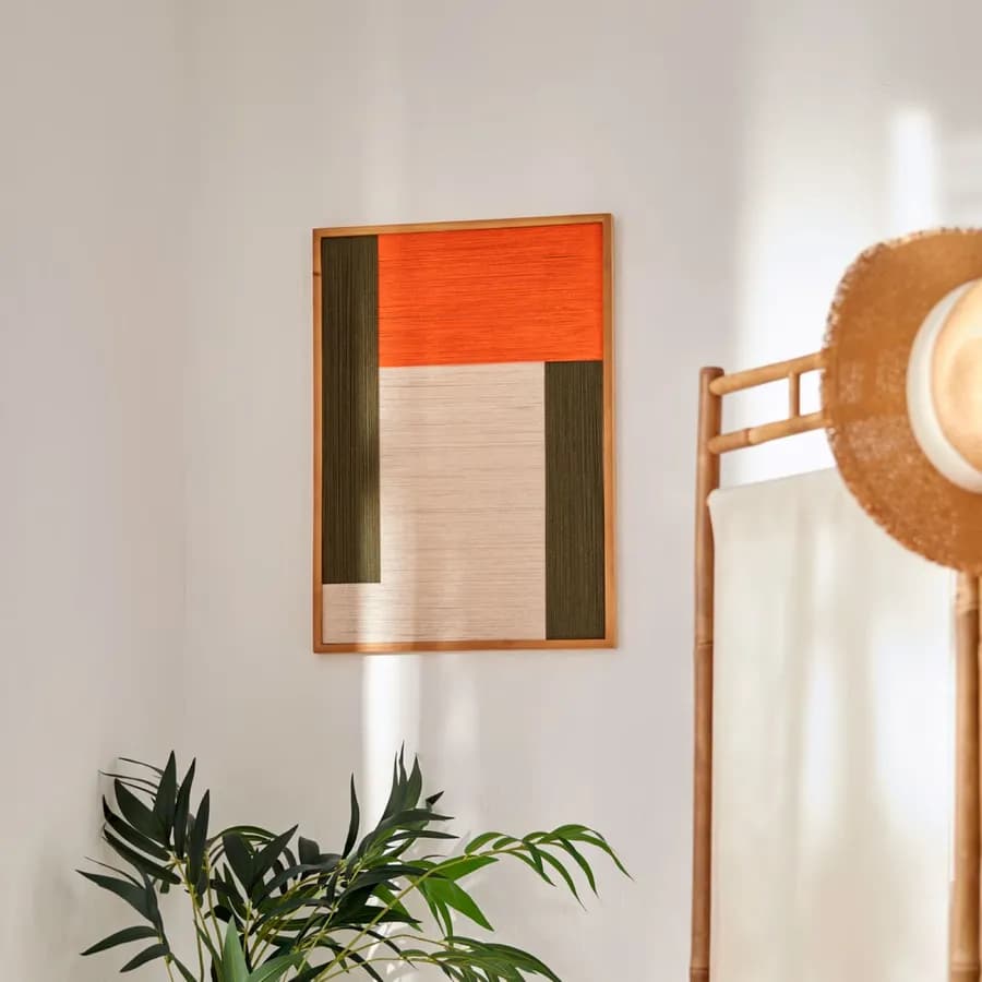 Decorazione da parete 50x70h cm in tessuto multicolore con cornice legno