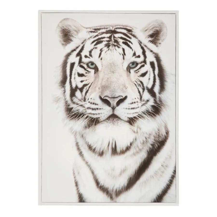 Decorazione da parete 50x70h cm tigre in tessuto bianco e nero