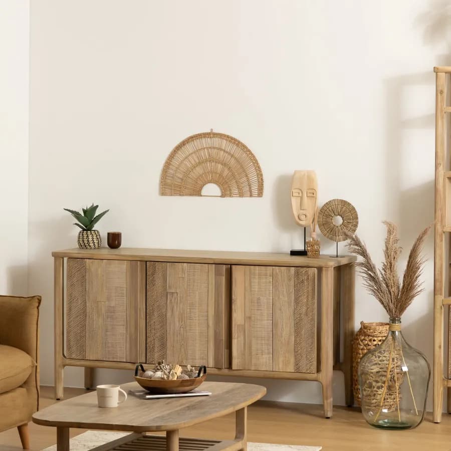 Decorazione da parete 61x36 cm intrecciata in rattan naturale
