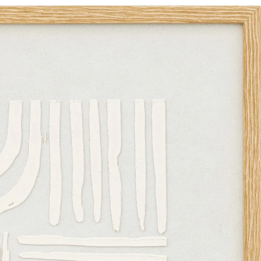 Decorazione da parete 60x60 cm rilievo in gesso bianco con cornice in legno