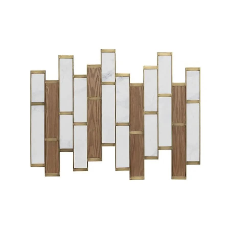 Decorazione da parete 74h cm in legno naturale ed effetto marmo