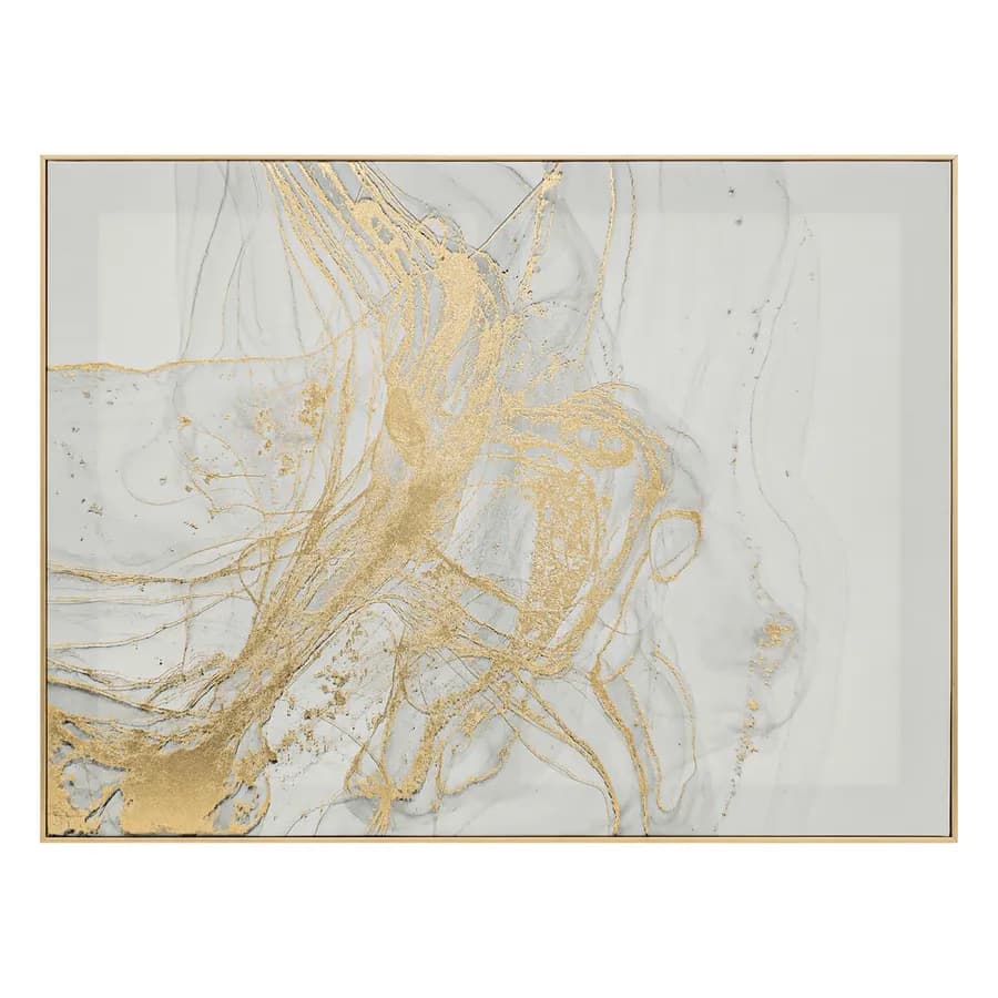 Decorazione da parete 80x60h cm grigio e oro con cornice oro