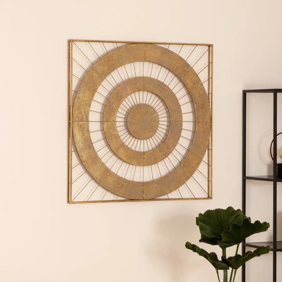 Decorazione da parete 90h cm in metallo oro con cerchi