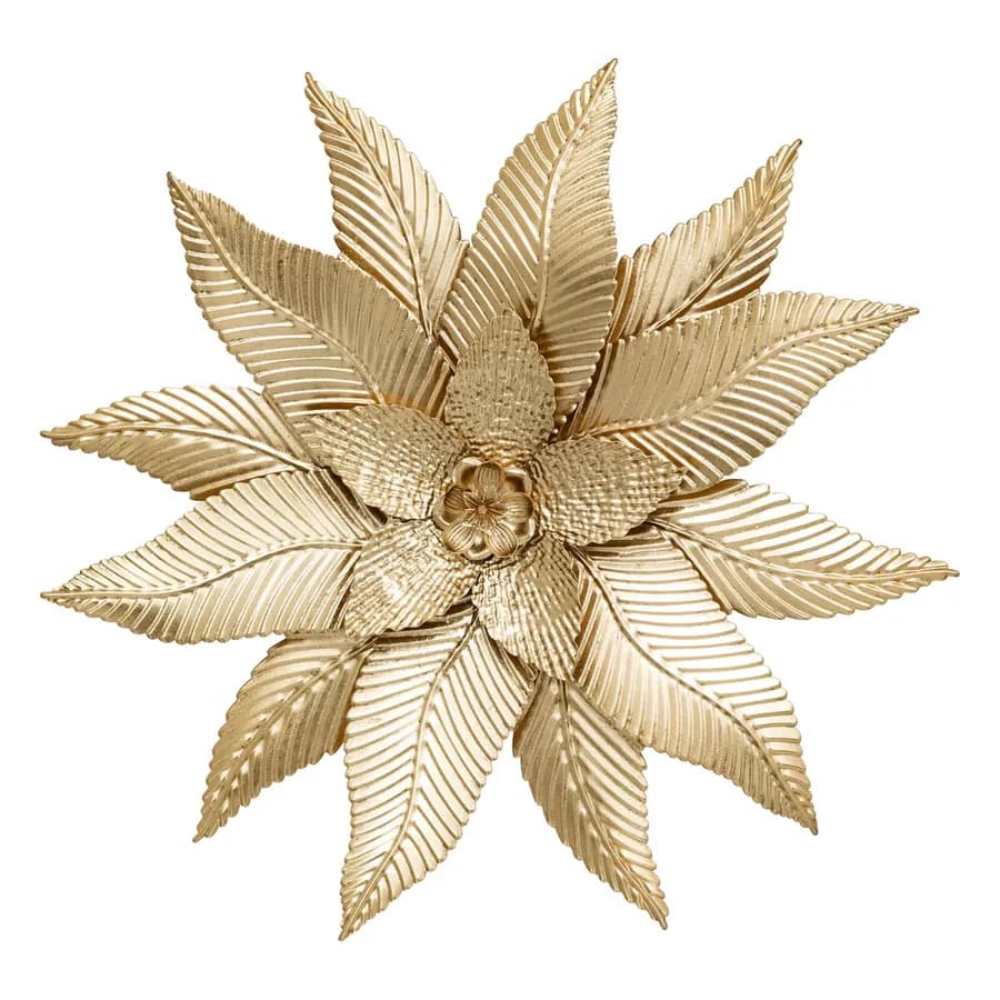 Decorazione da parete rotonda 67 cm in metallo oro a forma di fiore