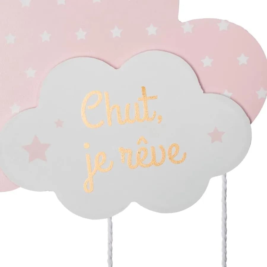 Decorazione sospesa 62h cm in legno a forma di nuvola rosa e oro - Kids