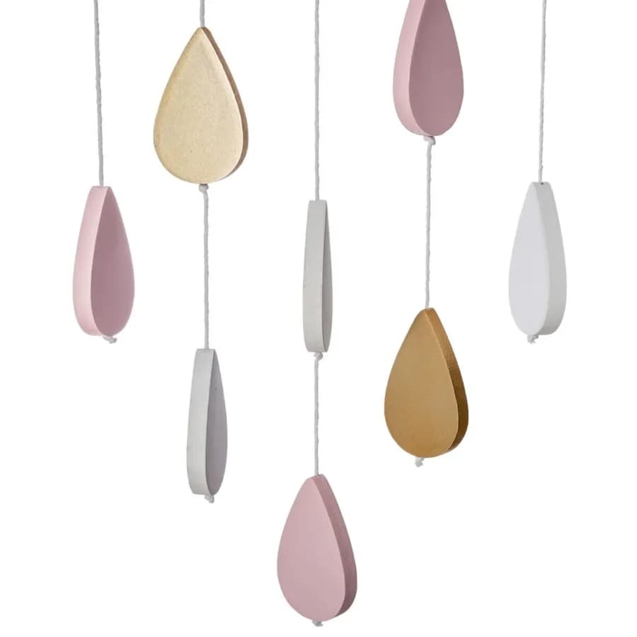 Decorazione sospesa 62h cm in legno a forma di nuvola rosa e oro - Kids