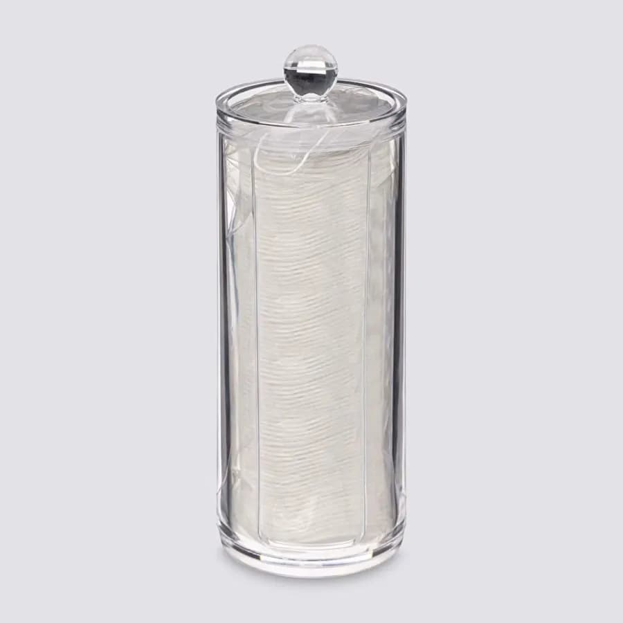 Dispenser cilindrico 20h cm con dischetti in cotone e coperchio