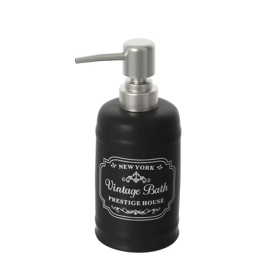 Dispenser sapone in ceramica nero con stampa - New York