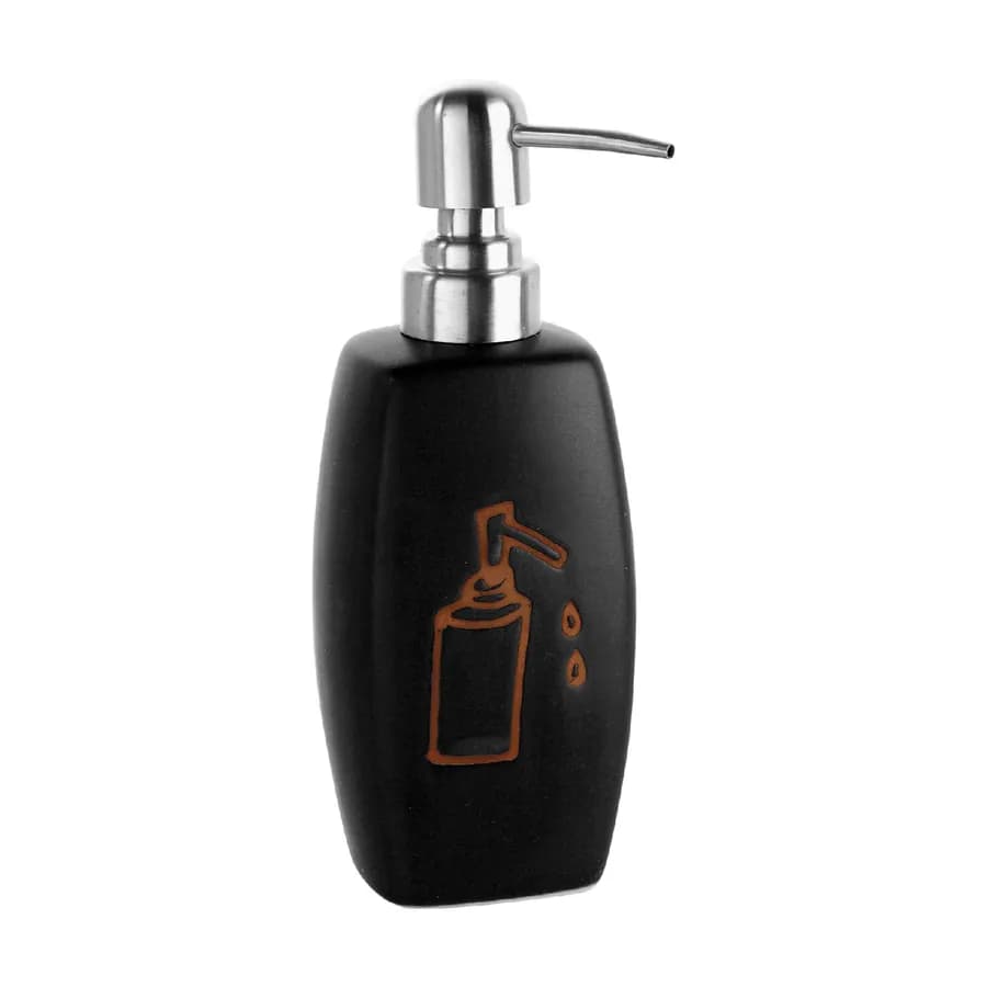 Dispenser sapone in ceramica nero con disegno - Tonga