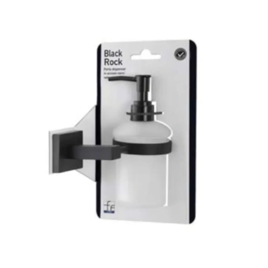 Dispenser sapone a muro in vetro satinato e acciaio nero - Black Rock