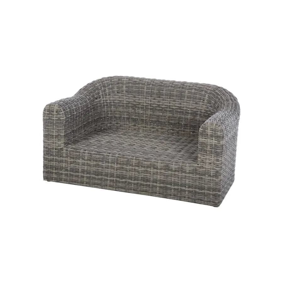 Divano 2 posti in polyrattan marrone con cuscini - Moreno