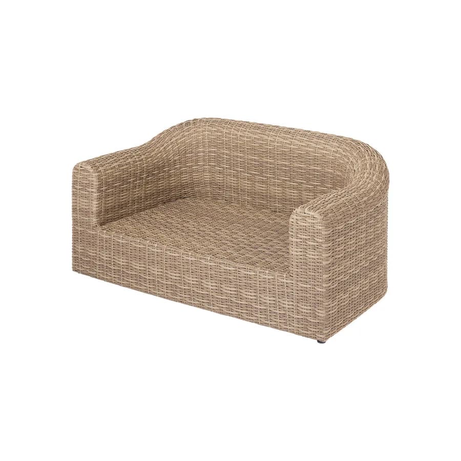 Divano 2 posti in polyrattan naturale con cuscini - Moreno