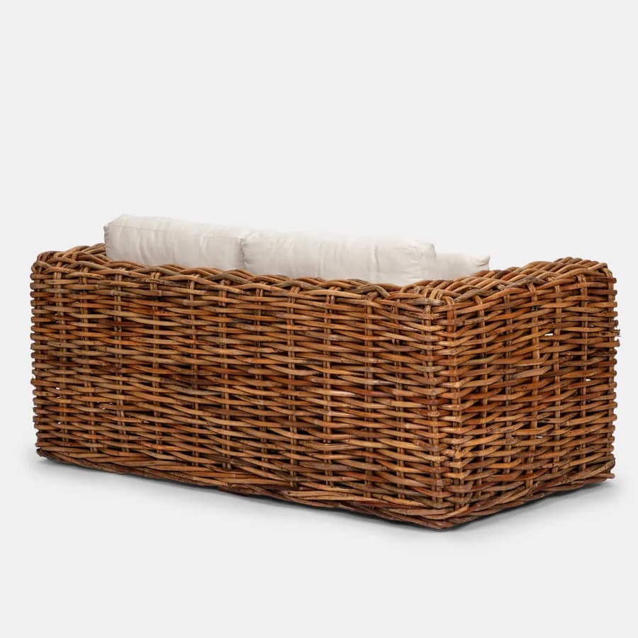 Divano 2 posti in rattan naturale con soffici cuscini - Daril