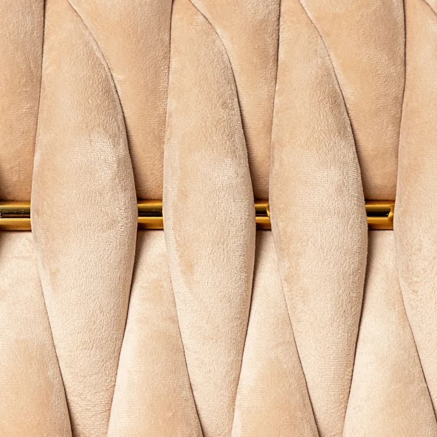 Divano 2 posti in velluto naturale intrecciato e gambe oro - Intrigue