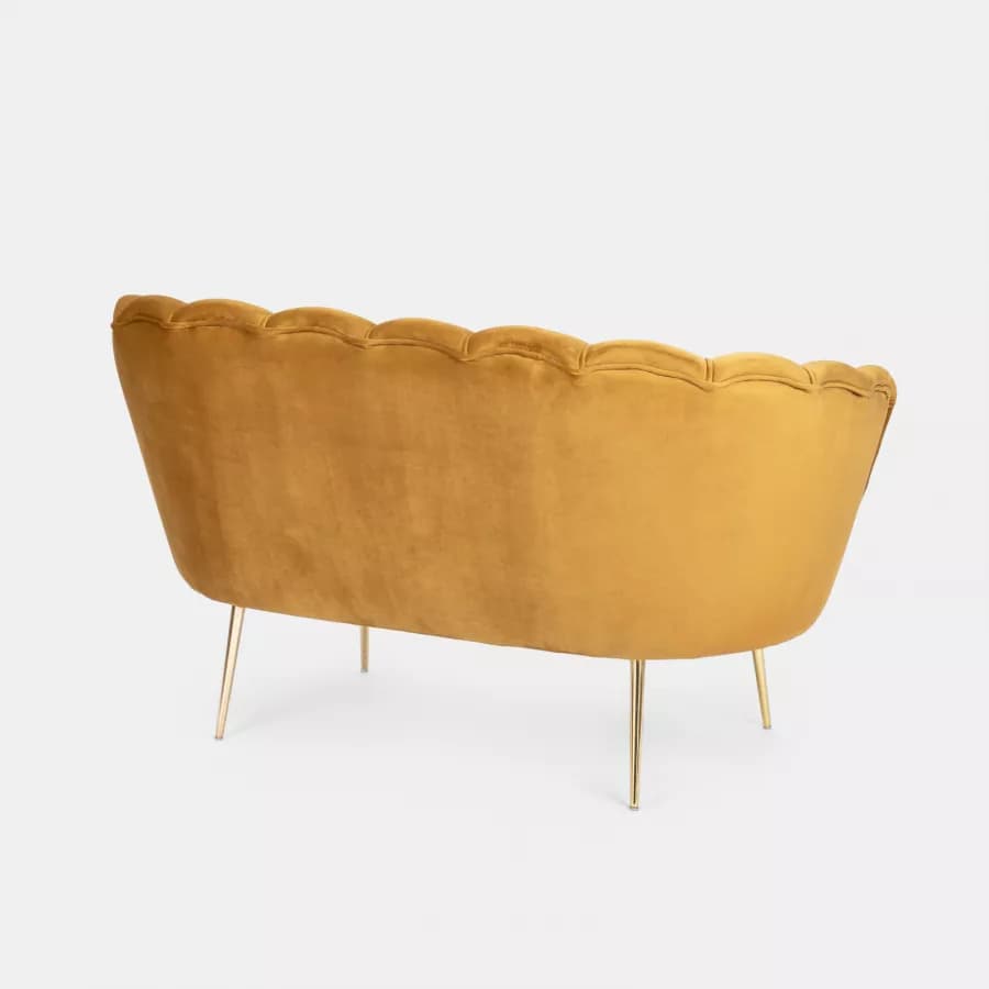 Divano 2 posti in velluto senape gambe oro - Oden