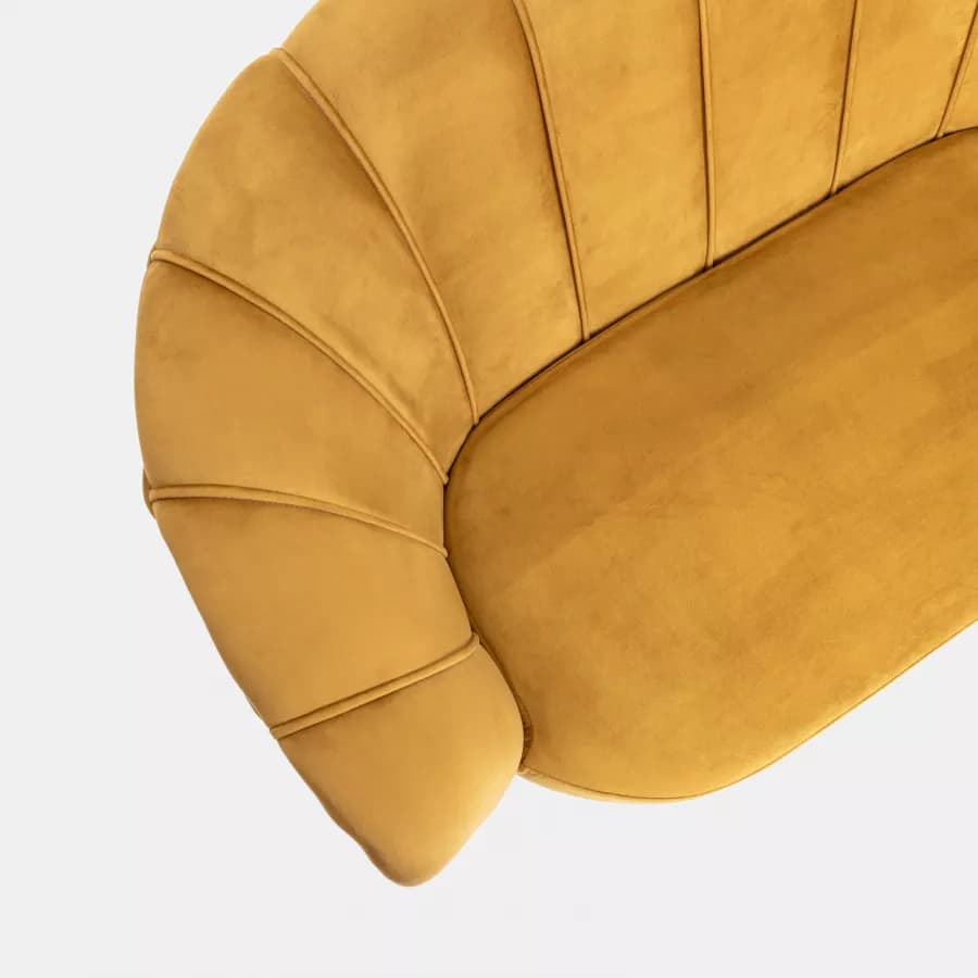 Divano 2 posti in velluto senape gambe oro - Oden