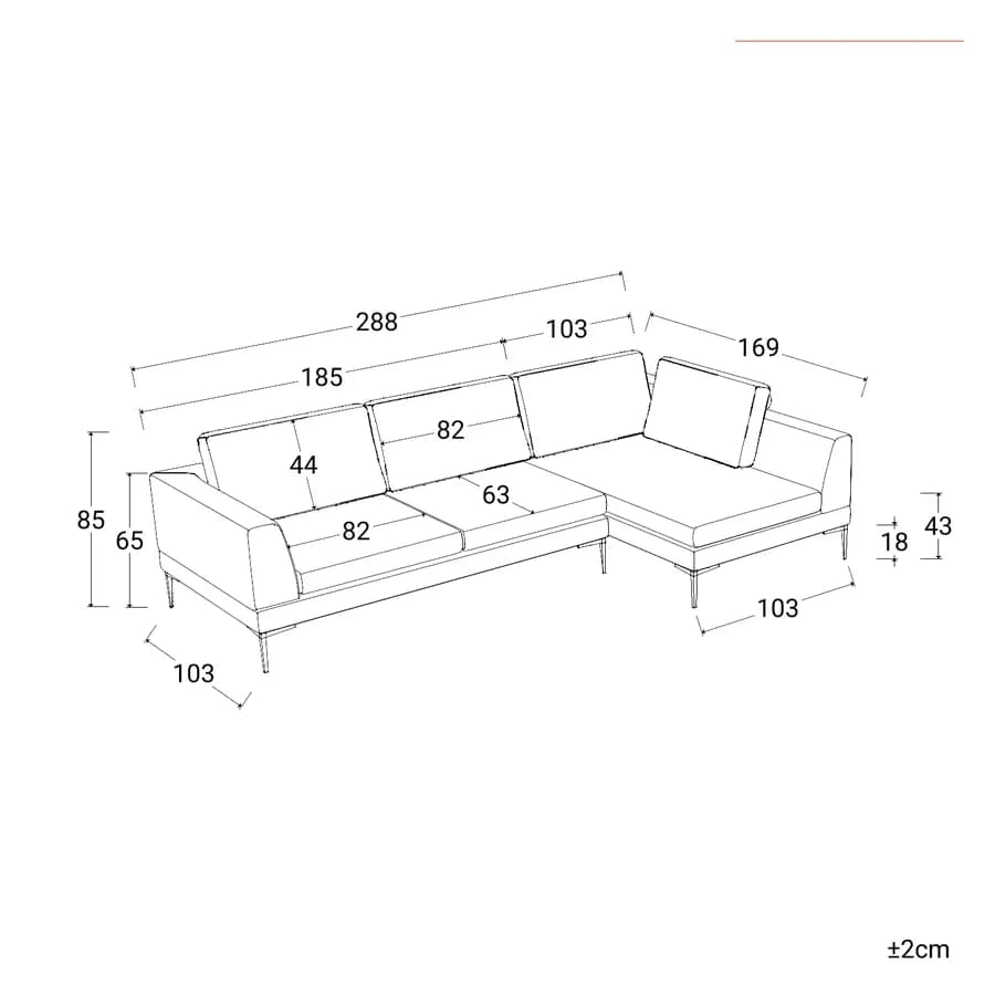Divano angolare 3 posti in tessuto verde salvia effetto maglia con chaise longue destra - Renesmee