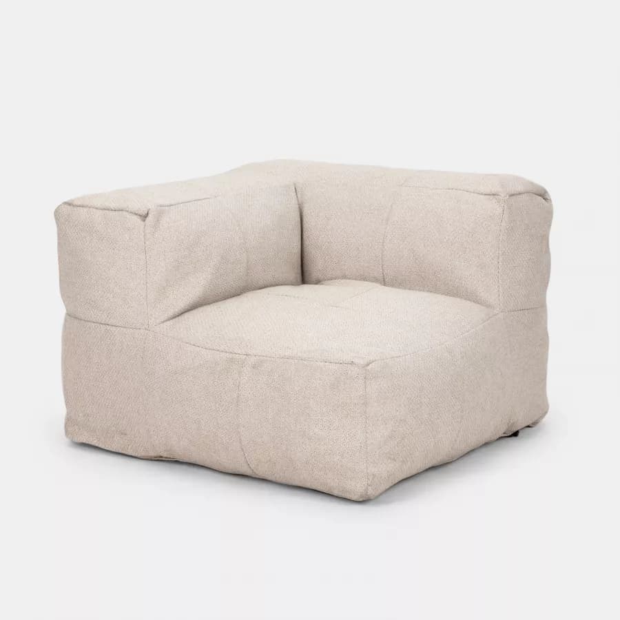 Poltrona angolare in tessuto effetto lino beige - Baku