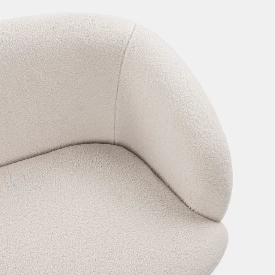 Divano 2 posti in tessuto teddy bianco con gambe nere - Nives