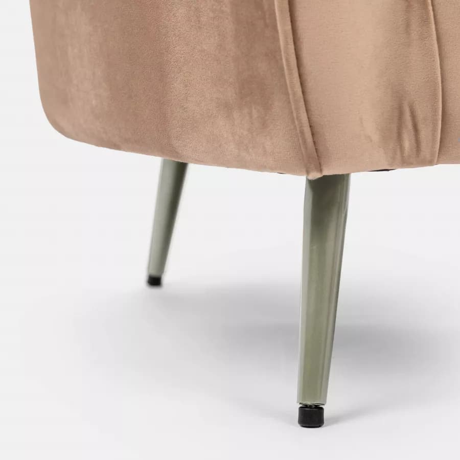 Divano 2 posti in velluto beige con gambe champagne - Reef
