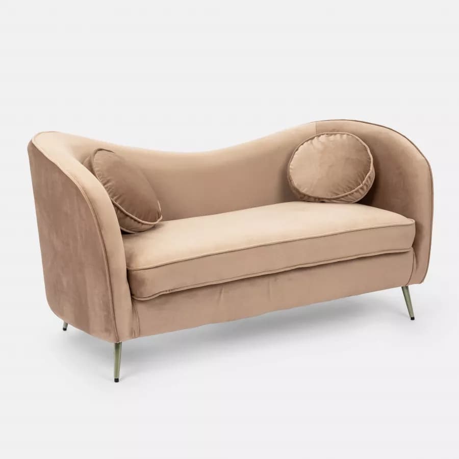 Divano 2 posti in velluto beige con gambe champagne - Reef