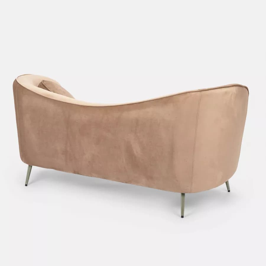 Divano 2 posti in velluto beige con gambe champagne - Reef