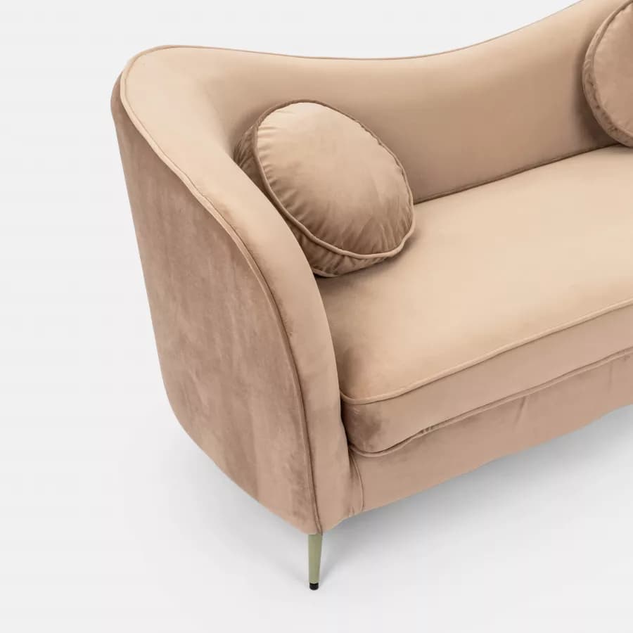 Divano 2 posti in velluto beige con gambe champagne - Reef