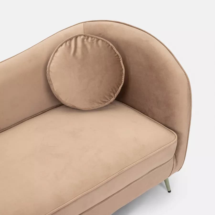 Divano 2 posti in velluto beige con gambe champagne - Reef