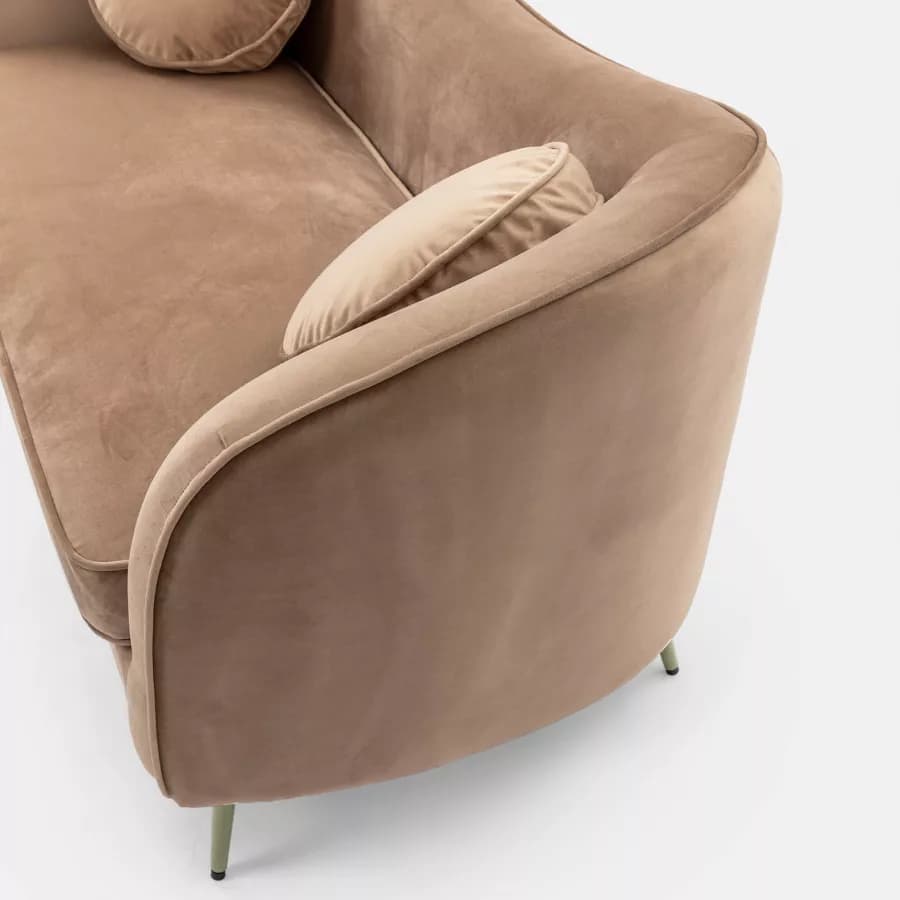 Divano 2 posti in velluto beige con gambe champagne - Reef