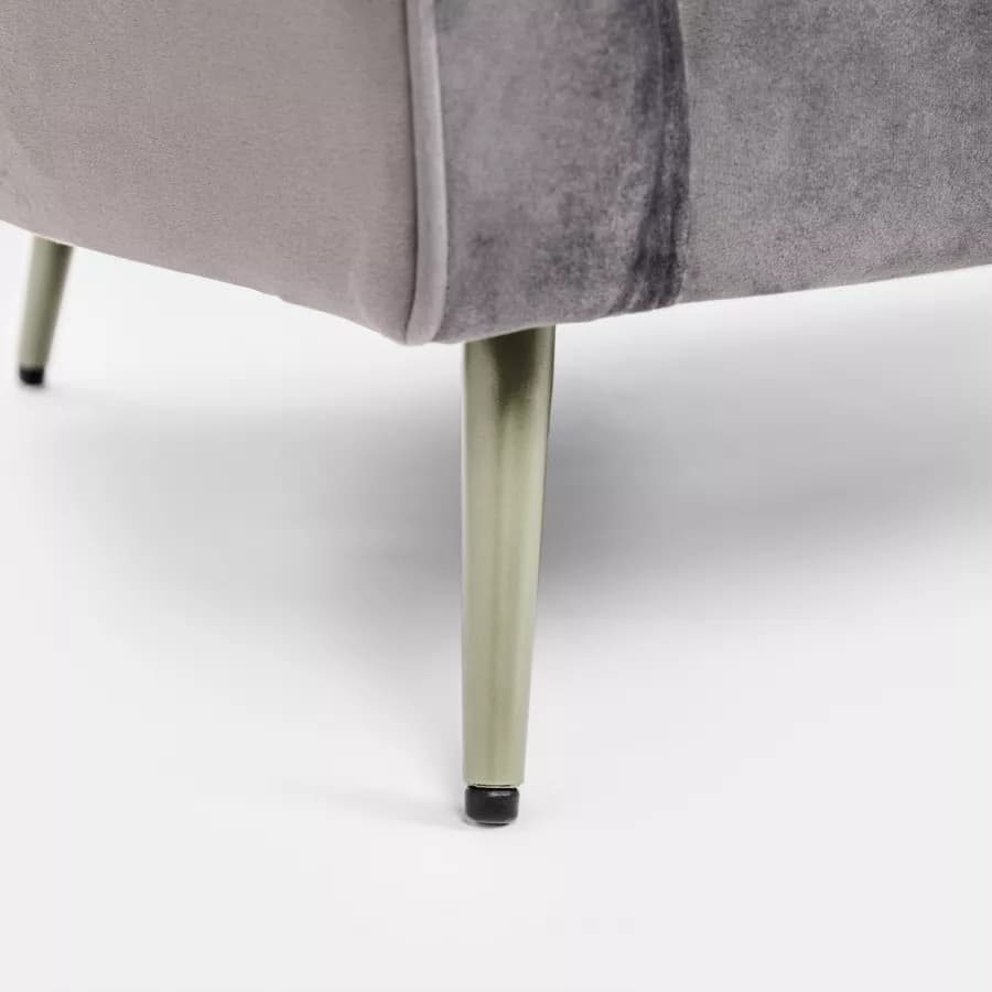 Divano 2 posti in velluto grigio con gambe champagne - Reef