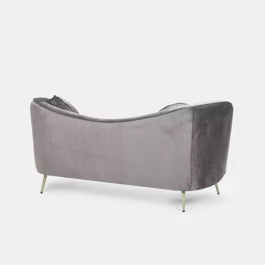 Divano 2 posti in velluto grigio con gambe champagne - Reef