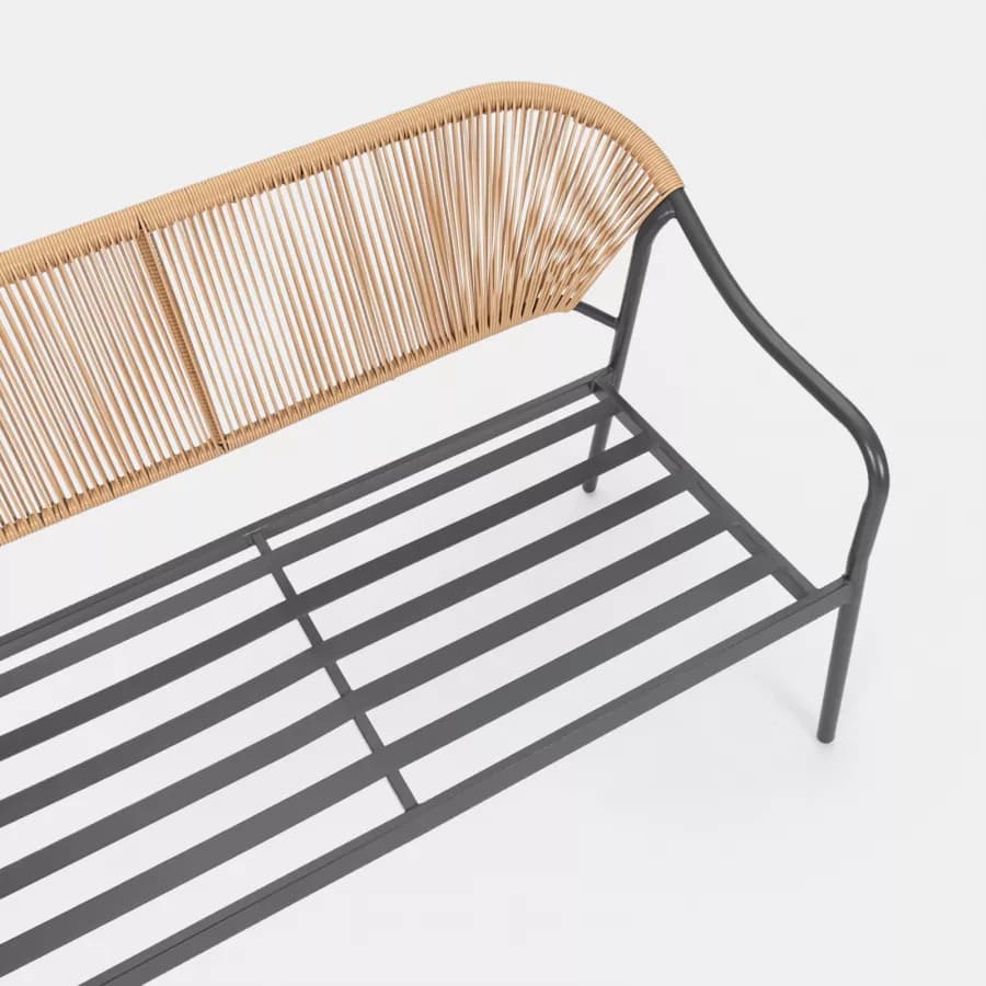Divano da giardino 124x78h cm in acciaio antracite con cuscino beige - Evans