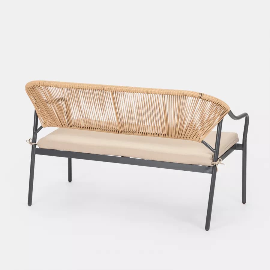 Divano da giardino 124x78h cm in acciaio antracite con cuscino beige - Evans