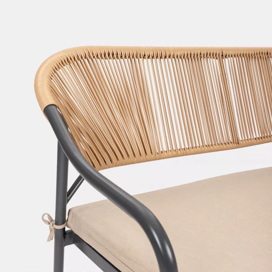 Divano da giardino 124x78h cm in acciaio antracite con cuscino beige - Evans