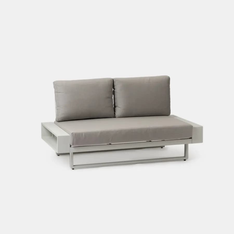 Divano da giardino 2 posti in alluminio bianco con cuscini beige - Parfa
