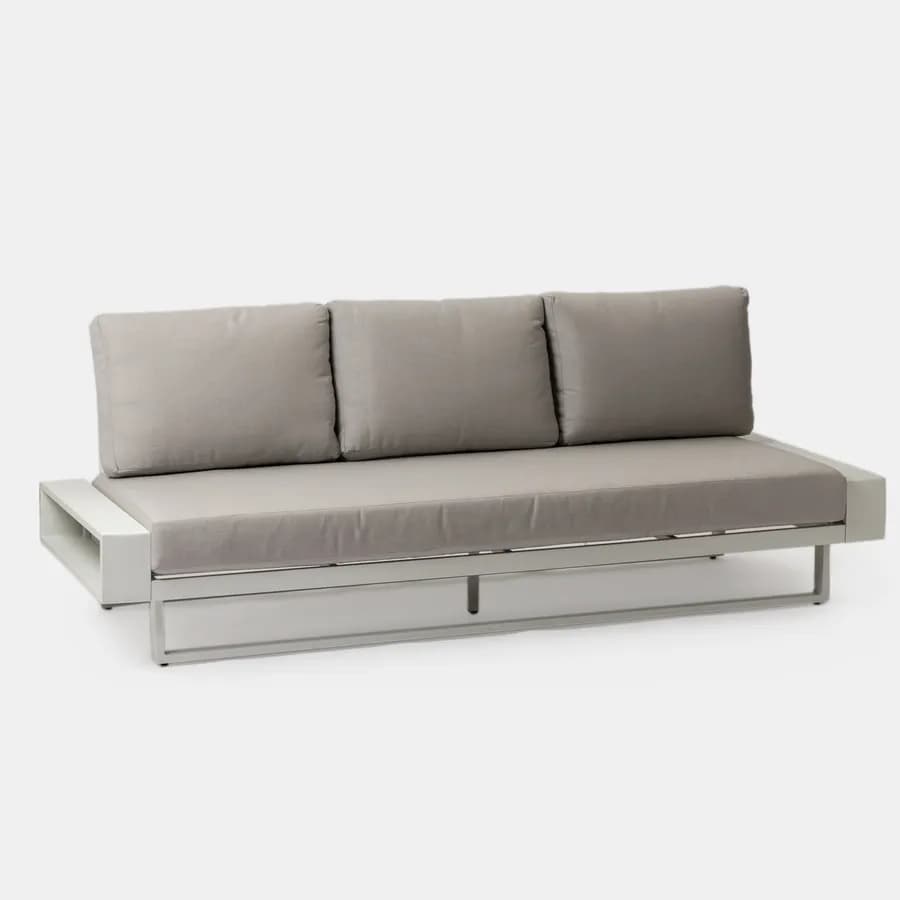 Divano da giardino 3 posti in alluminio bianco con cuscini beige - Parfa
