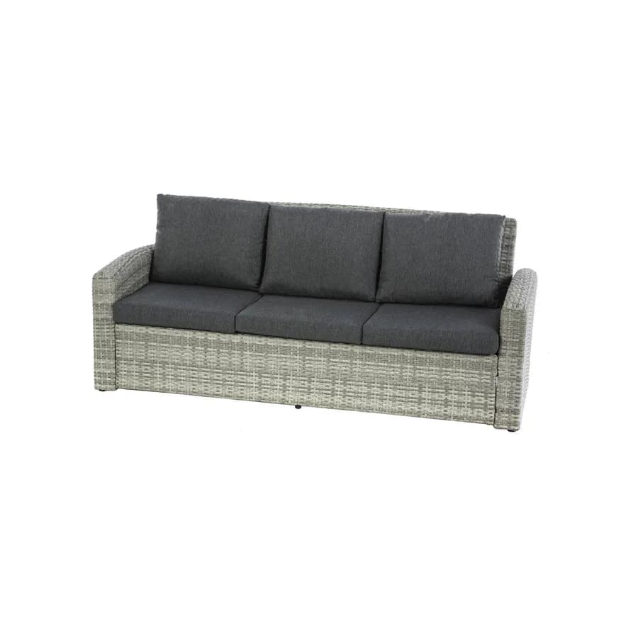Divano da giardino 3 posti in polyrattan naturale con cuscini - Zaltana