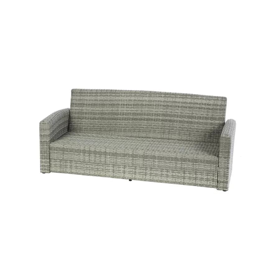 Divano da giardino 3 posti in polyrattan naturale con cuscini - Zaltana