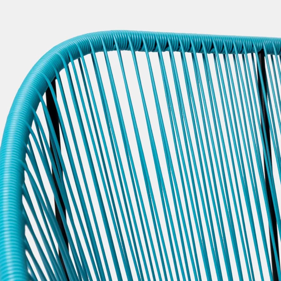 Divano da giardino in metallo nero rivestito in corda azzurro - Kalimba