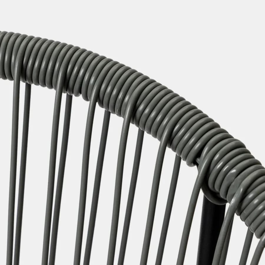 Divano da giardino in metallo nero rivestito in corda grigia - Kalimba