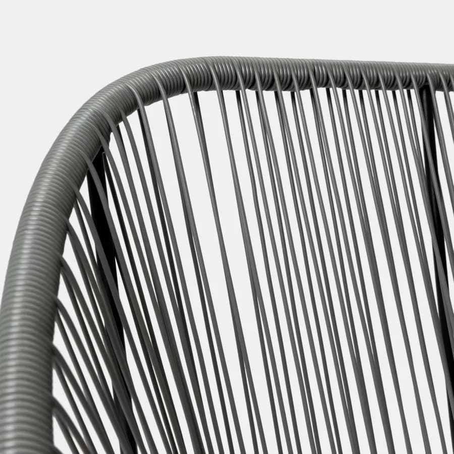 Divano da giardino in metallo nero rivestito in corda grigia - Kalimba