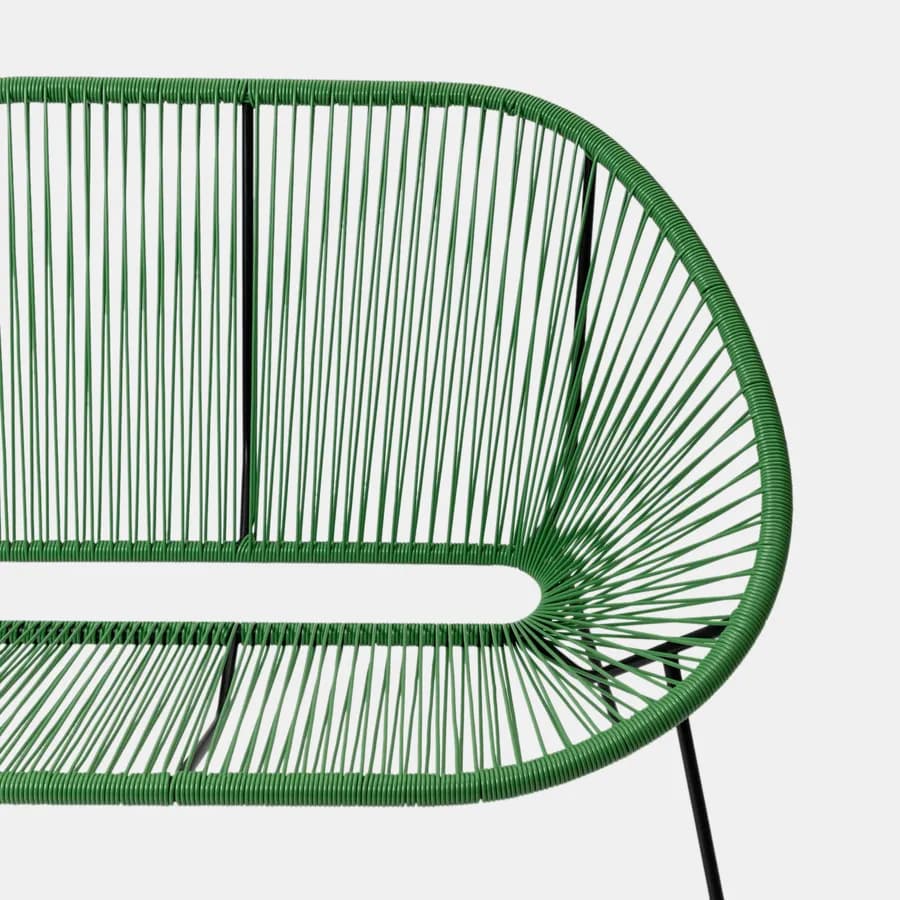 Divano da giardino in metallo nero rivestito in corda verde - Kalimba