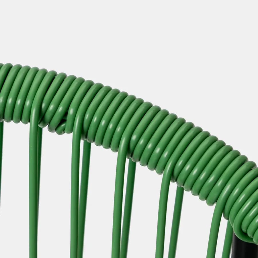 Divano da giardino in metallo nero rivestito in corda verde - Kalimba