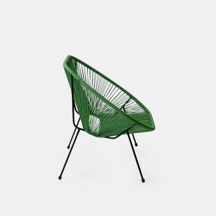 Divano da giardino in metallo nero rivestito in corda verde - Kalimba