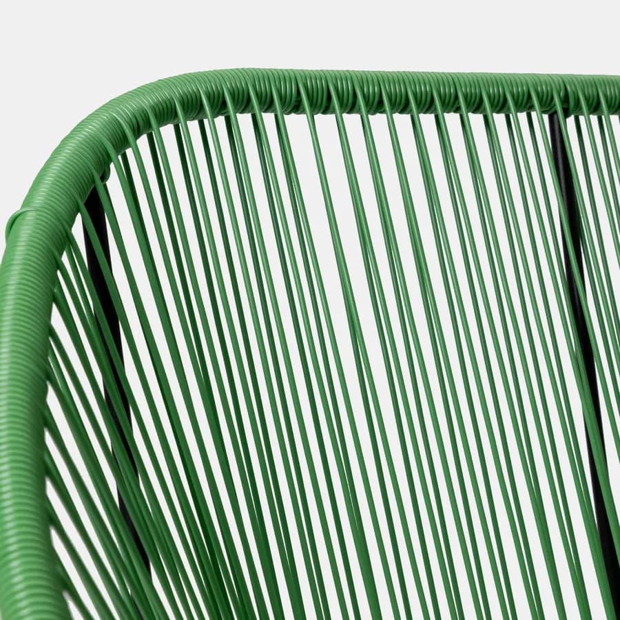Divano da giardino in metallo nero rivestito in corda verde - Kalimba
