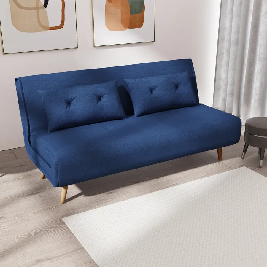 Divano letto 2 posti in tessuto blu con schienale regolabile in 6 posizioni - Terat