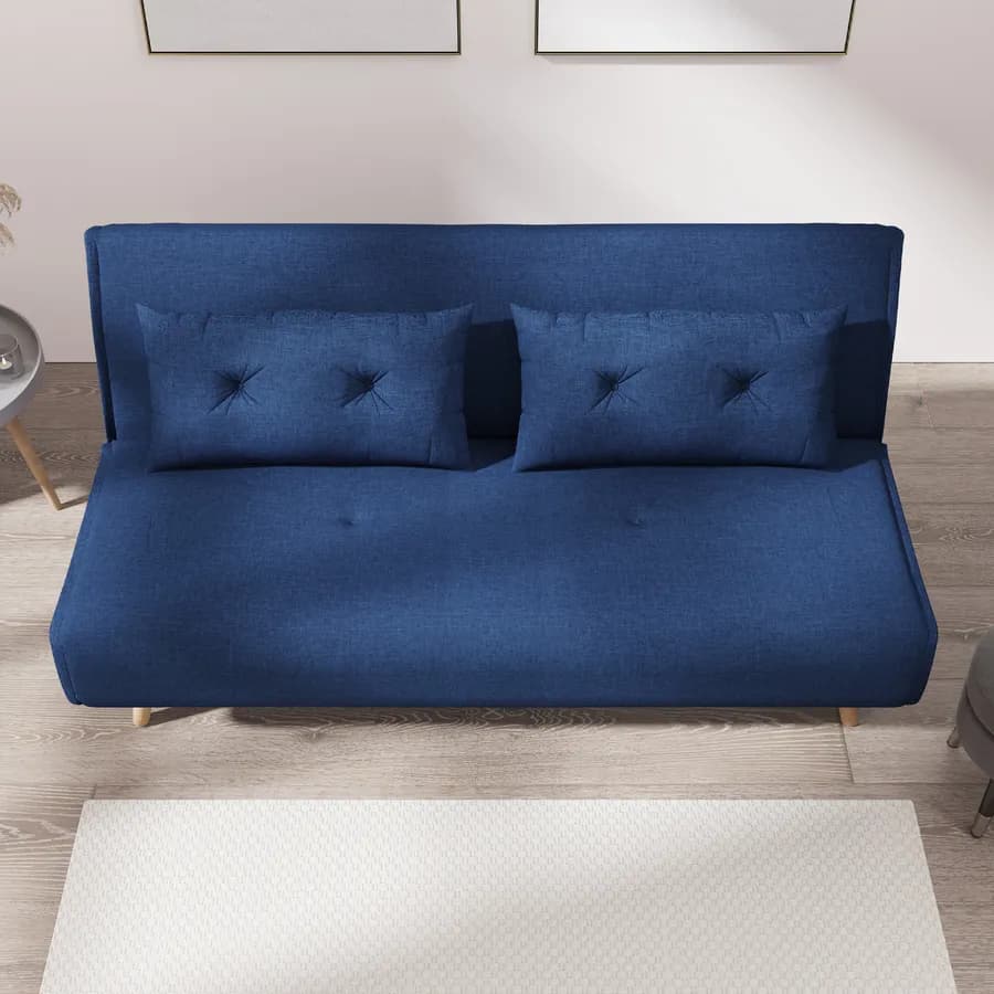 Divano letto 2 posti in tessuto blu con schienale regolabile in 6 posizioni - Terat