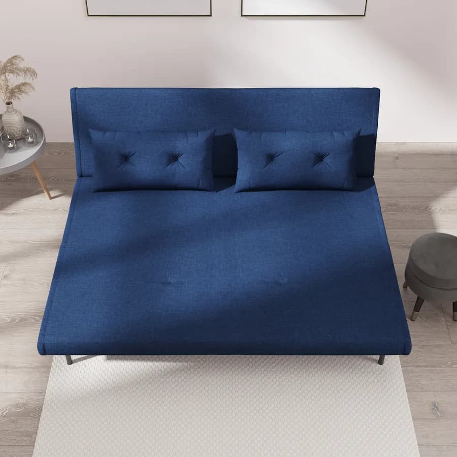 Divano letto 2 posti in tessuto blu con schienale regolabile in 6 posizioni - Terat