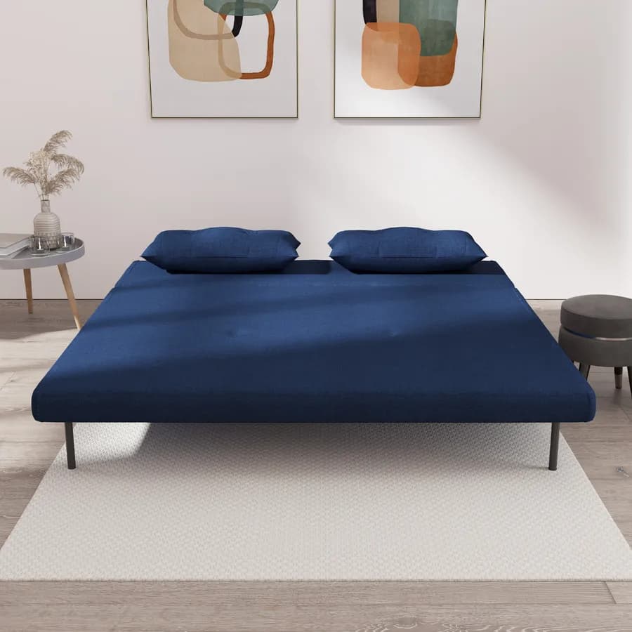 Divano letto 2 posti in tessuto blu con schienale regolabile in 6 posizioni - Terat