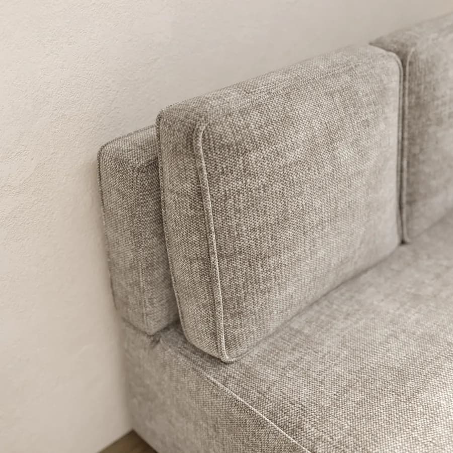 Divano letto 2 posti in ciniglia beige con sistema estraibile e 2 cuscini - Mirrian